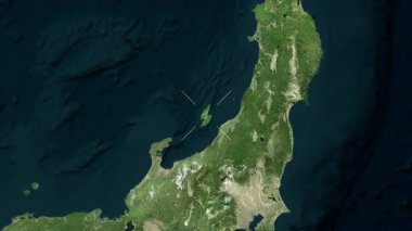 Sado Adası - Japonya yakın çekim - uydu. Önizleme. Parıltı. Etiketler.