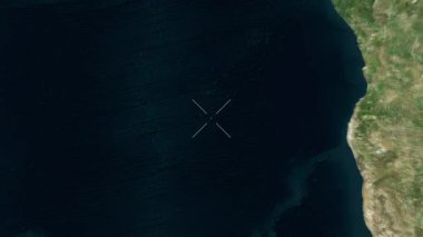 Saint-Helena Adası yakın çekim uydusu. Önizleme. Parıltı. Etiketler.