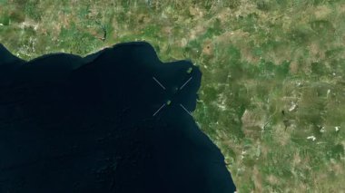 Sao Tome ve Principe yakın çekim uydusu. Önizleme. Parıltı. Etiketler.