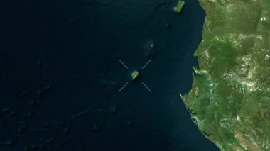 Sao Tome - Sao Tome ve Principe yakın çekim uydusu. Parıltı. Etiketler.