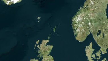 Shetland Adaları, İskoçya - Büyük Britanya yakın çekim - uydu. Önizleme. Parıltı.
