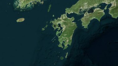 Shimoshima Adası - Japonya yakın çekim - uydu. Parıltı. Etiketler.