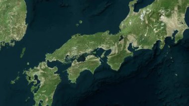Shodo Adası - Japonya yakın çekim - uydu. Parıltı. Etiketler.