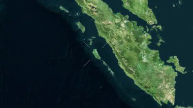 Siberut Adası - Endonezya yakın çekim - uydu. Parıltı. Etiketler.