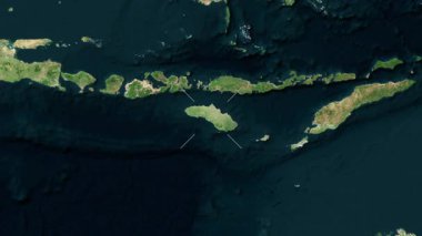 Sumba Adası - Endonezya yakın çekim - uydu. Parıltı. Etiketler.