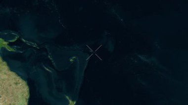 Tutuila, Amerikan Samoası yakın çekim uydusu. Parıltı. Etiketler.