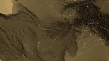 Afganistan haritası - sür. Sınır. Sepya.