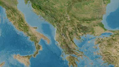 Arnavutluk haritası - çıkartma. Sınır. Uydu.