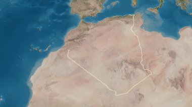 Cezayir haritası - süzül. Sınır. Uydu.