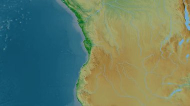 Angola haritası - sür. Sınır. Fiziksel.