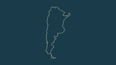 Arjantin haritası - çizgi film. Sınır. Fiziksel.