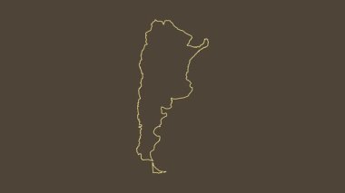 Arjantin haritası - çizgi film. Sınır. Sepya.