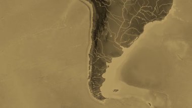 Arjantin haritası - sür. Sınır. Sepya.