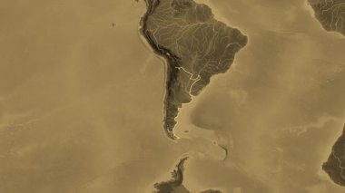 Arjantin haritası - süzül. Sınır. Sepya.