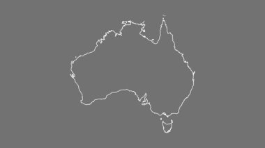 Avustralya haritası - çizgi film. Sınır. Gri Tonlama.
