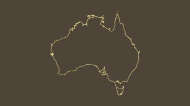 Avustralya haritası - çizgi film. Sınır. Sepya.