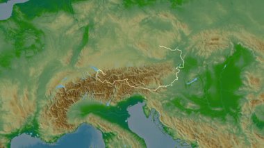Avusturya haritası - süzül. Sınır. Fiziksel.