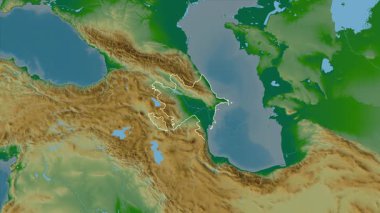 Azerbaycan haritası - çıkarın. Sınır. Fiziksel.