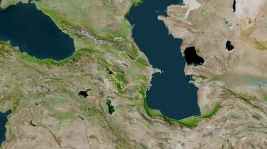 Azerbaycan haritası - yakınlaştır. Sınır. Uydu.