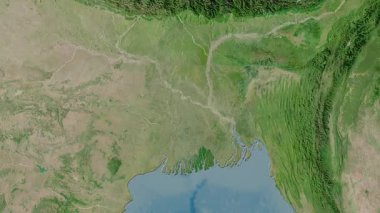 Bangladeş haritası - sür. Sınır. Uydu.
