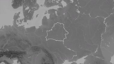 Belarus haritası - yakınlaştır. Sınır. Gri Tonlama.