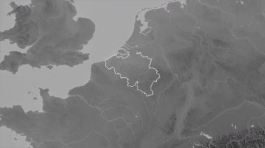 Belçika haritası - özüt. Sınır. Gri Tonlama.