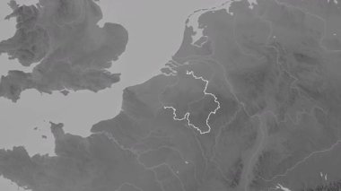 Belçika haritası - süzül. Sınır. Gri Tonlama.