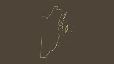 Belize haritası - çizgi film. Sınır. Sepya.