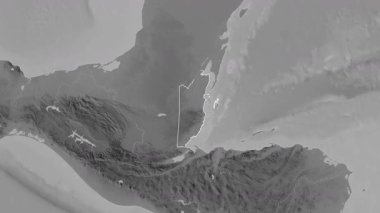 Belize haritası - süzül. Sınır. Gri Tonlama.