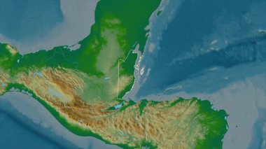 Belize haritası - yakınlaştır. Sınır. Fiziksel.