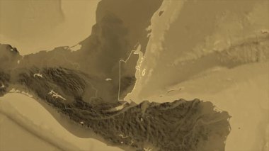 Belize haritası - yakınlaştır. Sınır. Sepya.