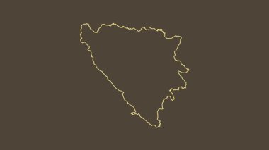 Bosna-Hersek haritası - karikatür. Sınır. Sepya.