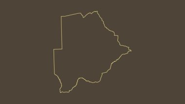 Botswana haritası - çizgi film. Sınır. Sepya.