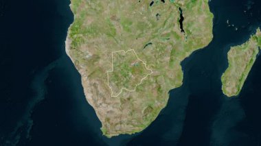 Botswana haritası - yakınlaştır. Sınır. Uydu.