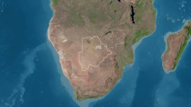 Botswana haritası - yakınlaştır. Sınır. Uydu.