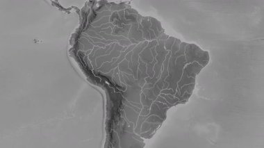 Brezilya haritası - sür. Sınır. Gri Tonlama.