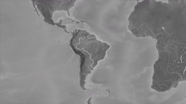 Brezilya haritası - özüt. Sınır. Gri Tonlama.