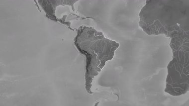 Brezilya haritası - süzül. Sınır. Gri Tonlama.