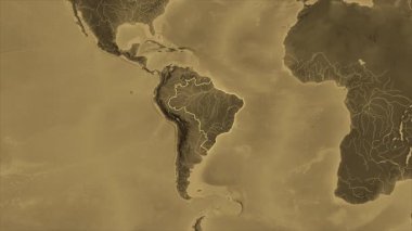 Brezilya haritası - yakınlaştır. Sınır. Sepya.