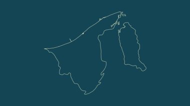 Brunei haritası - çizgi film. Sınır. Uydu.