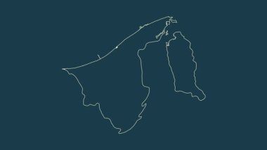 Brunei haritası - çizgi film. Sınır. Fiziksel.