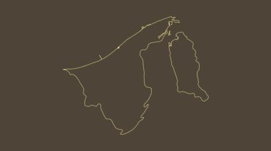 Brunei haritası - çizgi film. Sınır. Sepya.