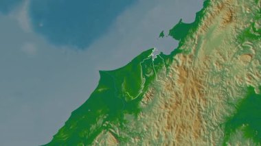Brunei haritası - süzül. Sınır. Fiziksel.