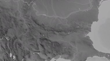 Bulgaristan haritası - sür. Sınır. Gri Tonlama.