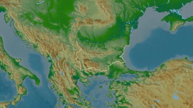 Bulgaristan haritası - süzül. Sınır. Fiziksel.