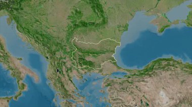 Bulgaristan haritası - yakınlaştır. Sınır. Uydu.