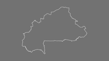Burkina Faso haritası - çizgi film. Sınır. Gri Tonlama.