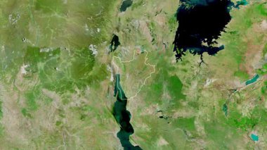 Burundi haritası - yakınlaştır. Sınır. Uydu.