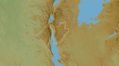 Burundi haritası - yakınlaştır. Sınır. Fiziksel.