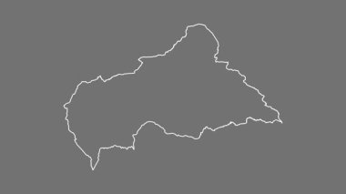 Orta Afrika Cumhuriyeti haritası - çizgi film. Sınır. Gri Tonlama.